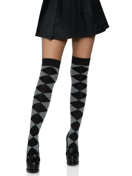 Argyle Knit Over The Knee Socks Grey | Hosiery | Legwear and Tights