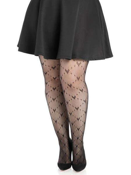 Plus Size Heart Net Tights Black | Hosiery | Legwear and Tights