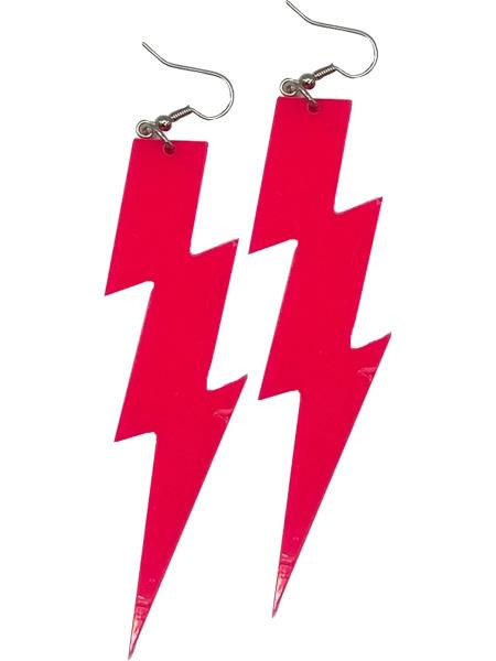 80s Neon Lightning Bolt Earrings Pink | 1980s | Accessories And Kits