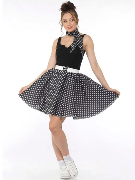 50s Polka Dot Skirt and Necktie Set Black | 1950s | Costume Pieces
