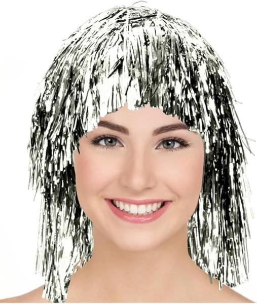 Tinsel Party Wig Silver | Festivals | Wigs and Hairpieces