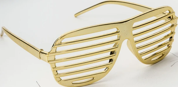 Gold Shutter Glasses | 80s | Novelty Costume Eyewear