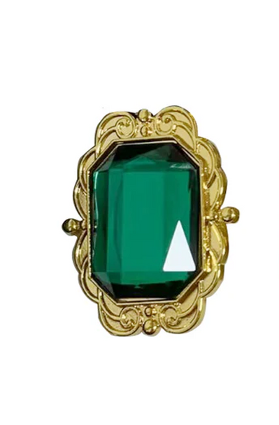 80s Chunky Stone Gold Ring Green | 1980s | Accessories