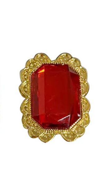 80s Chunky Stone Gold Ring Red | 1980s | Accessories