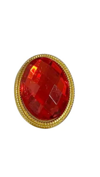 80s Chunky Oval Stone Gold Ring Red | 1980s | Accessories