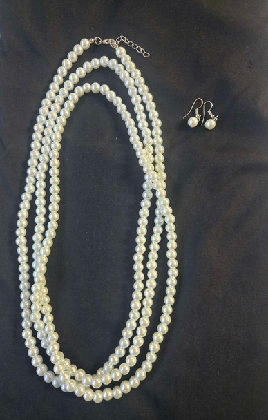 Pearl Necklace and Earrings Set | Costume Accessories and Kits