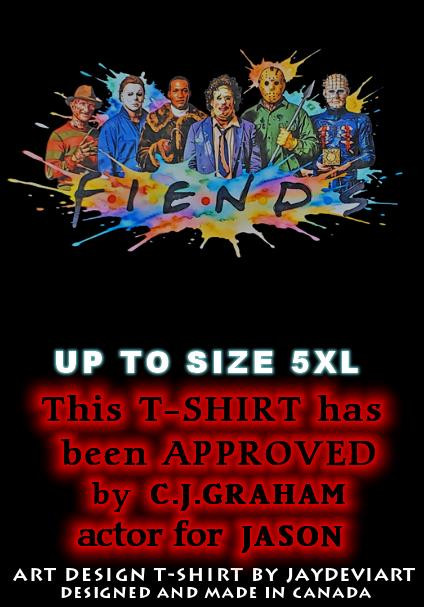 Adult FIENDS Horror Icons Black Cotton T-Shirt | Art Design by JayDeviart | XS-5XL