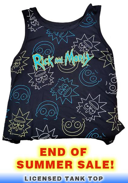 Adult Rick & Morty Black Cotton Tank | Licensed | SM-2XL