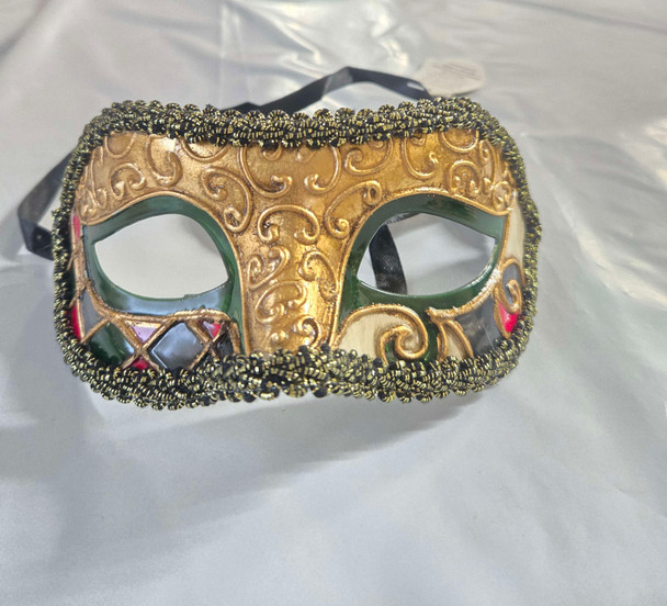 Baroque Filigree Masquerade Mask Gold and Green | Costume and Theatrical Masks