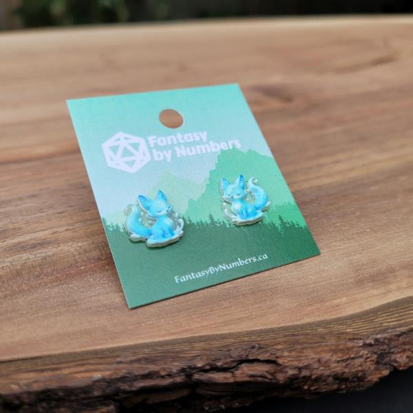 Magical Blue Fox Resin Earring | Fantasy by Numbers | Artisan Crafted Items