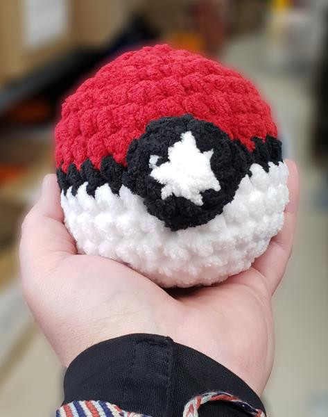 Crochet Large Pokeball | Geekkmother Crochet Creations