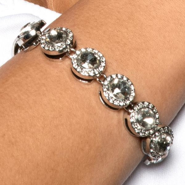 Clear Stone Silver Jeweled Bracelet | Costume Accessories and Kits