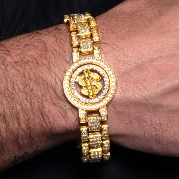 Gold Spinning Dollar Sign Bracelet | Costume Accessories and Kits