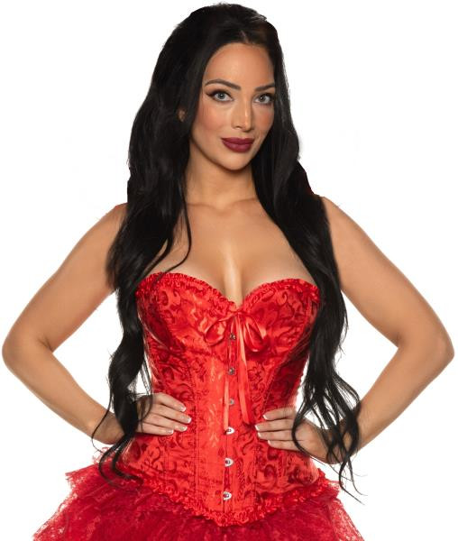 Red Brocade Design Lace Up Corset | Costume Pieces