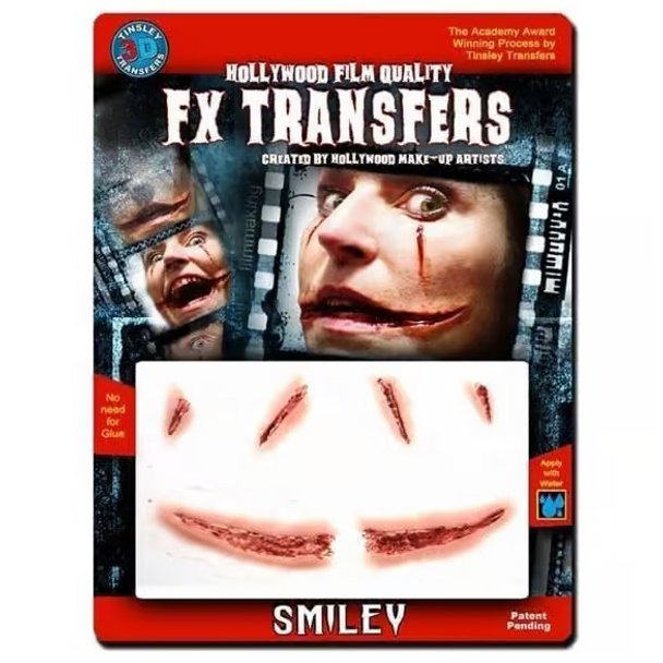 Smiley 3D Water Applied FX Transfer | Tinsley | Applications and Prosthetics Smiley 3D Water Applied FX Transfer | Tinsley | Applications and Prosthetics