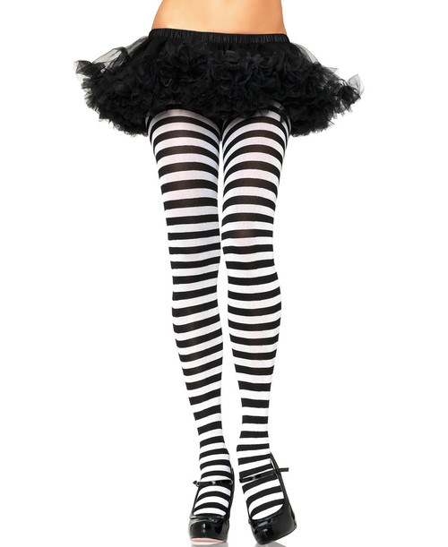 Black and White Striped Tights - I Love Fancy Dress