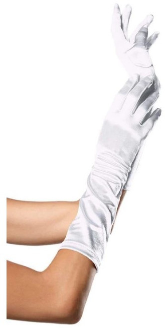 Basic Satin Gloves Mid-long Black White Red Gold Fancy Dress Costume Gloves  40CM