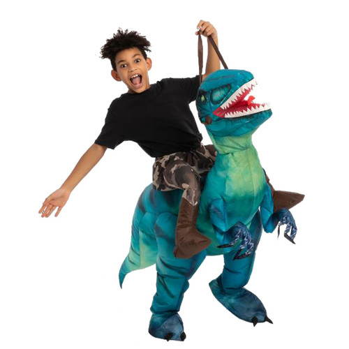 Inflatable Raptor Rider Costume Blue Raptor Ride-on Inflatable Costume Kids | Gender Neutral Costumes