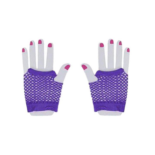 Purple Neon Fishnet Gloves, 80s