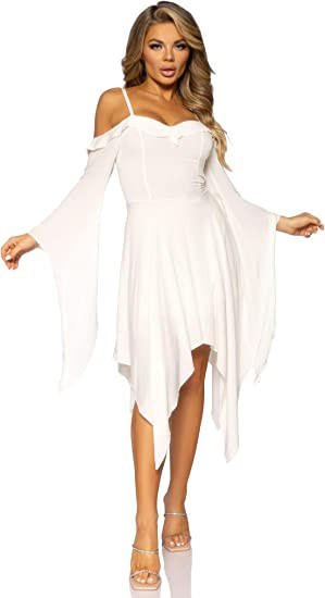 Cotton Gauze Bell Sleeved Peasant Dress Ivory | Medieval | Womens Costumes  - The Costume Shoppe