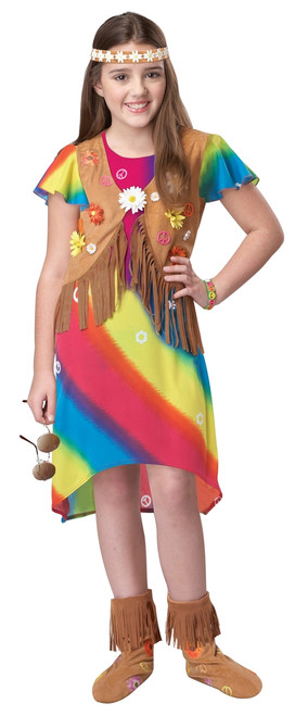 60s/70s Children's Groovy Flower-Girl Hippie Costume - The Costume Shoppe