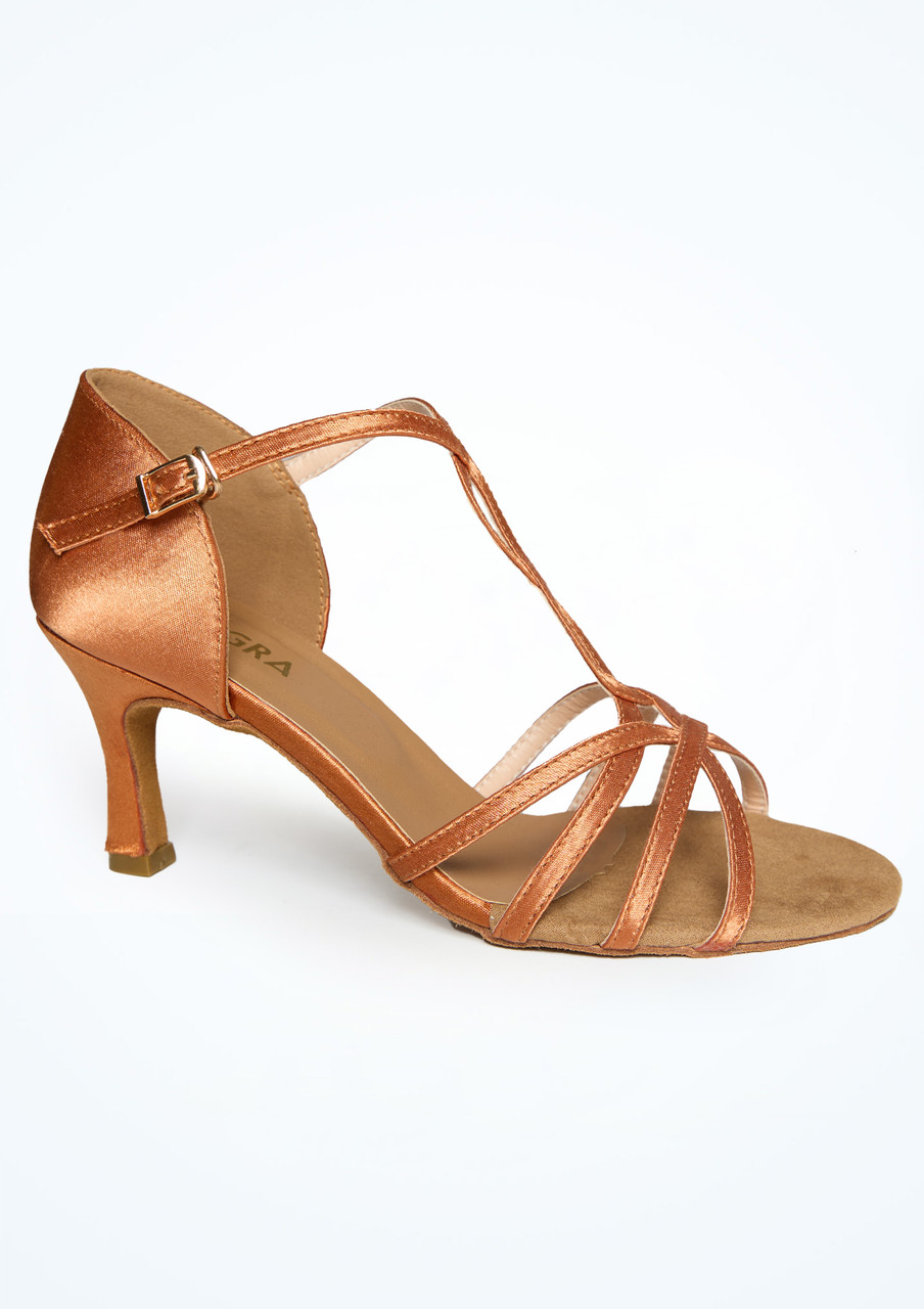 Chaussures de danse en satin couleur chair Alegra Carla Talon