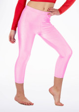 Leggings Courts Brillants Alegra pour filles Rose avant #3. [Rose]