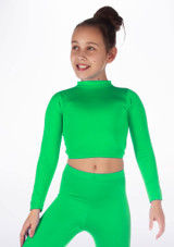 Haut de danse court brillant pour filles Alegra Raya Vert Principal [Vert Clair]