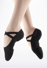 Demi Pointes Extensible en Toile So Danca SD16 - bi-semelle - Noir Noir [Noir]