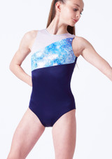 Justaucorps de gymnastique sans manches pour filles Alegra Frozen Bleu Marine Avant [Bleue]