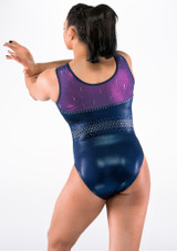 Justaucorps de gymnastique sans manches pour filles Quatro Diamond Bleue Arrière [Bleue]