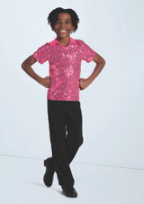 Weissman Sequin Collar Shirt Rose chewing-gum 7 [Rose]