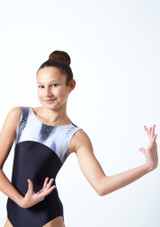 Justaucorps de gymnastique sans manches Tappers & Pointers Strobe Noir Détail avant [Noir]