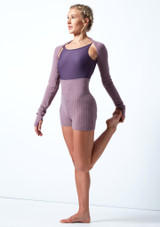 Move Dance Delilah Knit Roll Top Dance Shorts Purple Front 2 [Purple]