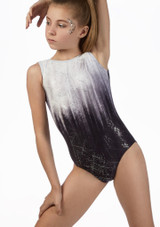 Justaucorps gymnastique sans manches pour filles Alegra Blizzard Noir-Blanc Avant [Noir]