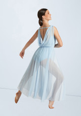 Weissman Double Cowl Mesh Maxi Dress Bleu Pale 8090 2 [Bleue]