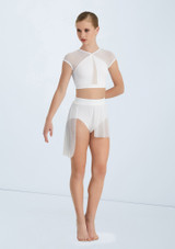 Weissman Illusion Mesh Crop Top Blanc [Blanc]