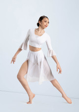 Weissman Flounce Sleeve Crop Top Blanc [Blanc]