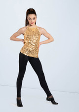 Weissman Ultra Sparkle Halter Top Gold [Gold]