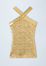 Weissman Cross Neck Sequin Tank Gold [Gold]