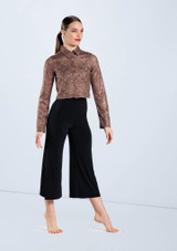 Weissman Metallic Lace Button Up Shirt Moka [Marron]