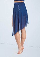 Weissman Sequin Lace Back Panel Skirt Bleu Marine 2 [Bleue]