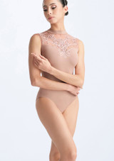 Justaucorps Col Montant avec Broderie Ballet Rosa Paris Nu Avant [Fauve]