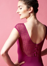 Justaucorps motif carré mancherons Bloch Rose Arrière 2 [Rose]