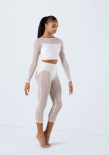 Weissman Long Sleeve Crop Top With Mesh