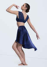 Weissman Charmeuse High-Low Skirt Bleu Marine 2 [Bleue]
