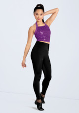 Weissman Cropped Sequin Halter Top Violet Fluorescentes [Violet]