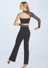 Weissman Asymmetric Mesh Sleeve Crop Noir 9 [Noir]