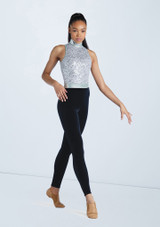 Weissman Sequin Mock Neck Unitard Argent 3 [Argent]