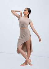 Weissman Matte Jersey Asymmetric Skirt Latte 9 [Marron]